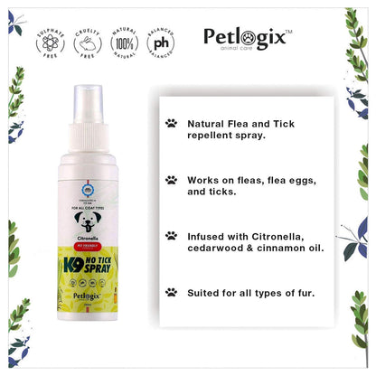 Natural K9 Anti-Tick Flea Repellent for Pet Dog & Cats - 100ml