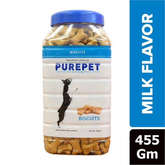 Purepet Dog Treats Biscuits Milk and Real Chicken Flavour Jar