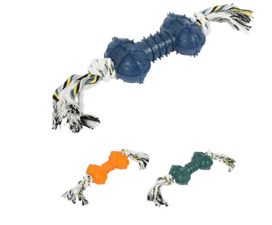 Rope Toy Dumbbell with Spikes - Large
