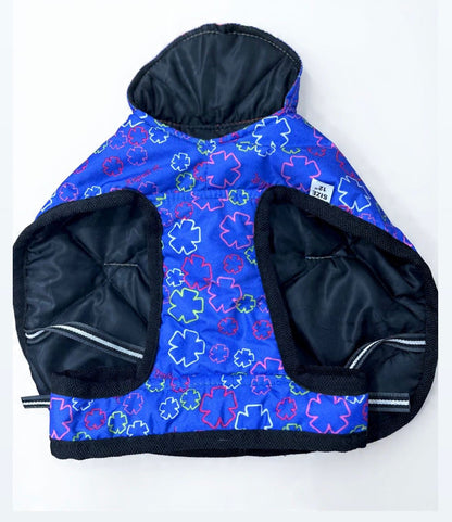 Star Striped Puffer Jacket Blue