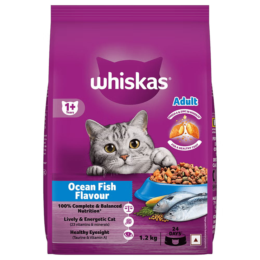 Whiskas Adult Dry Cat Food (1+ Years) – Ocean Fish Flavour