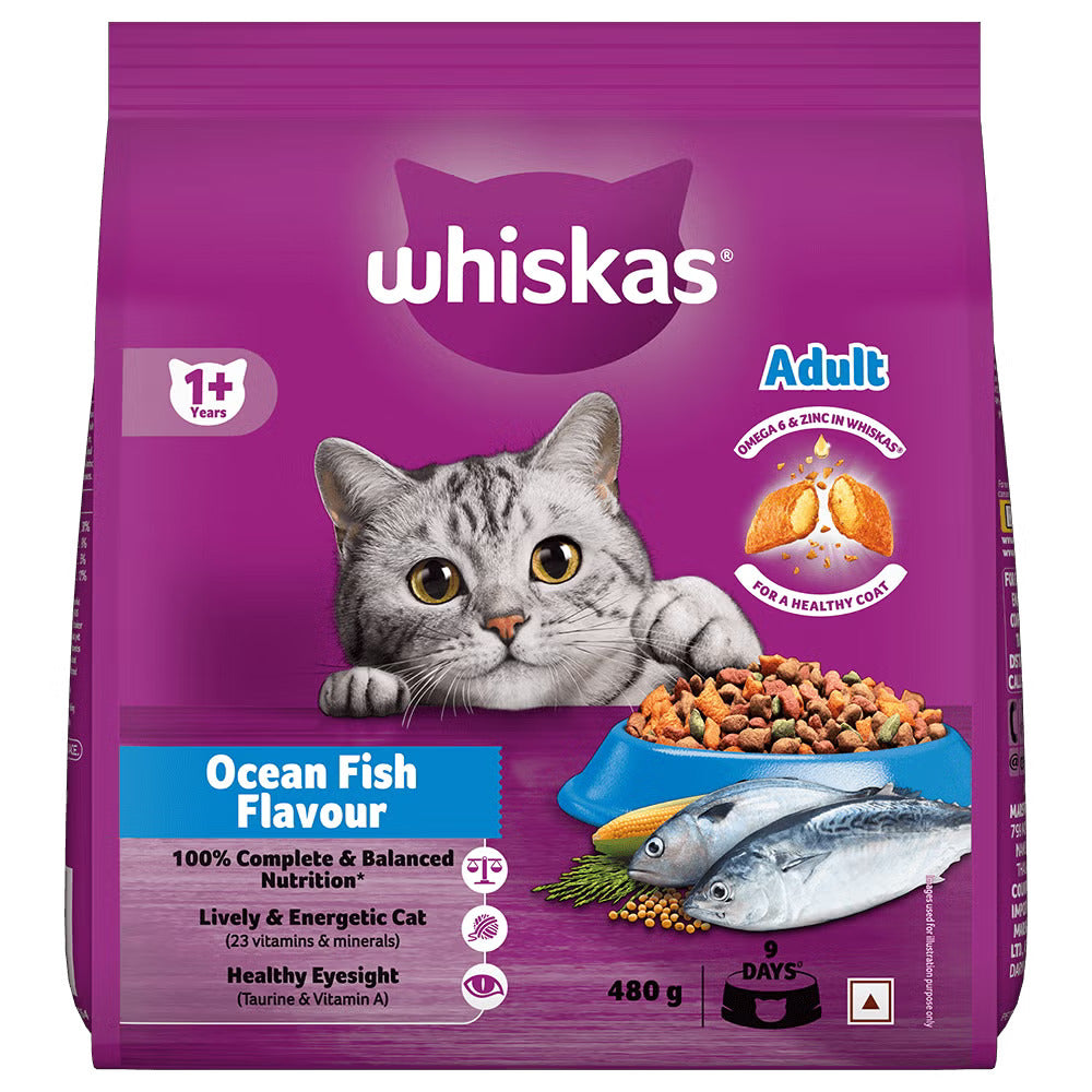 Whiskas Adult Dry Cat Food (1+ Years) – Ocean Fish Flavour