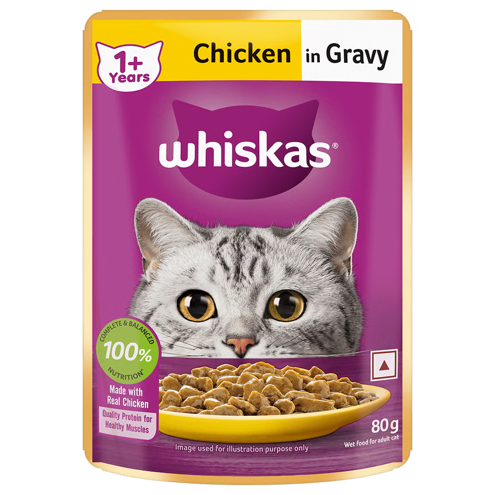 Whiskas Adult Wet Food Pouch - Chicken in Gravy (80g)