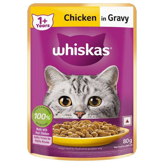 Whiskas Adult Wet Food Pouch - Chicken in Gravy (80g)